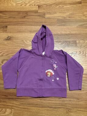 Vintage Y2K Strawberry Shortcake Purple Zip Up Hoodie Sweatshirt Girls Size 3T